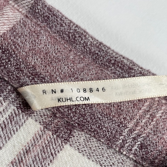 Kuhl Kamila Flannel Plaid Button Down Long Sleeve Shirt Purple and White Women L - Picture 6 of 12